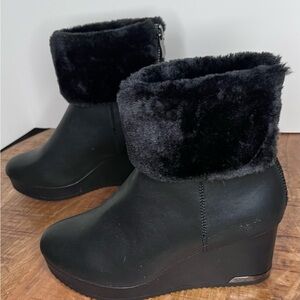 DKNY Black Faux Fur Winter Boots Nadra